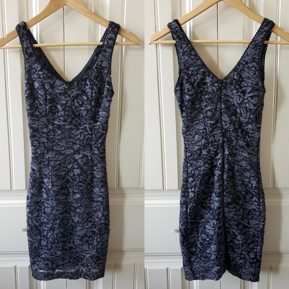 Black and grey tight fitting dress
